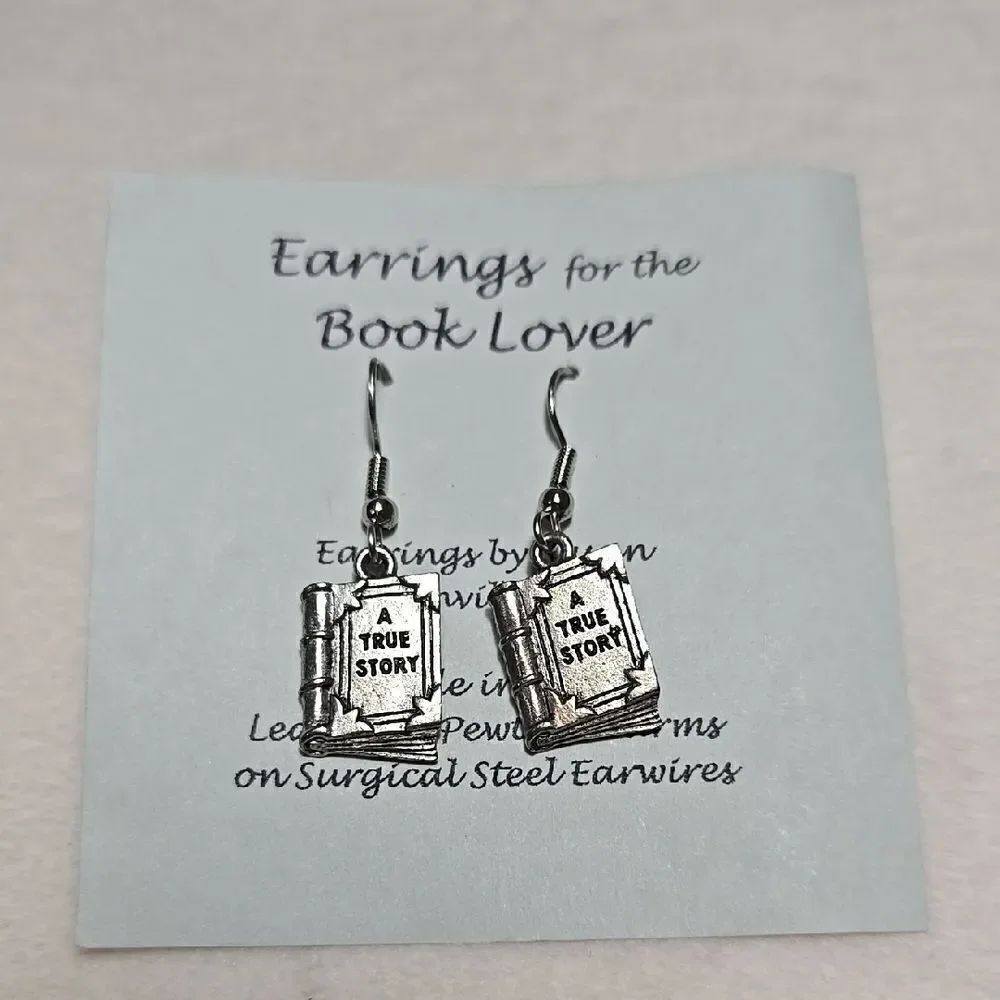 Silver Book Earrings